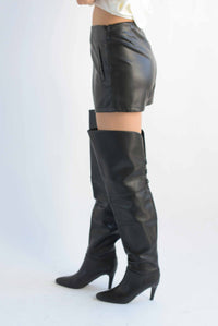 Fashion Styled Short vinipiel bolsillos simulados Negro