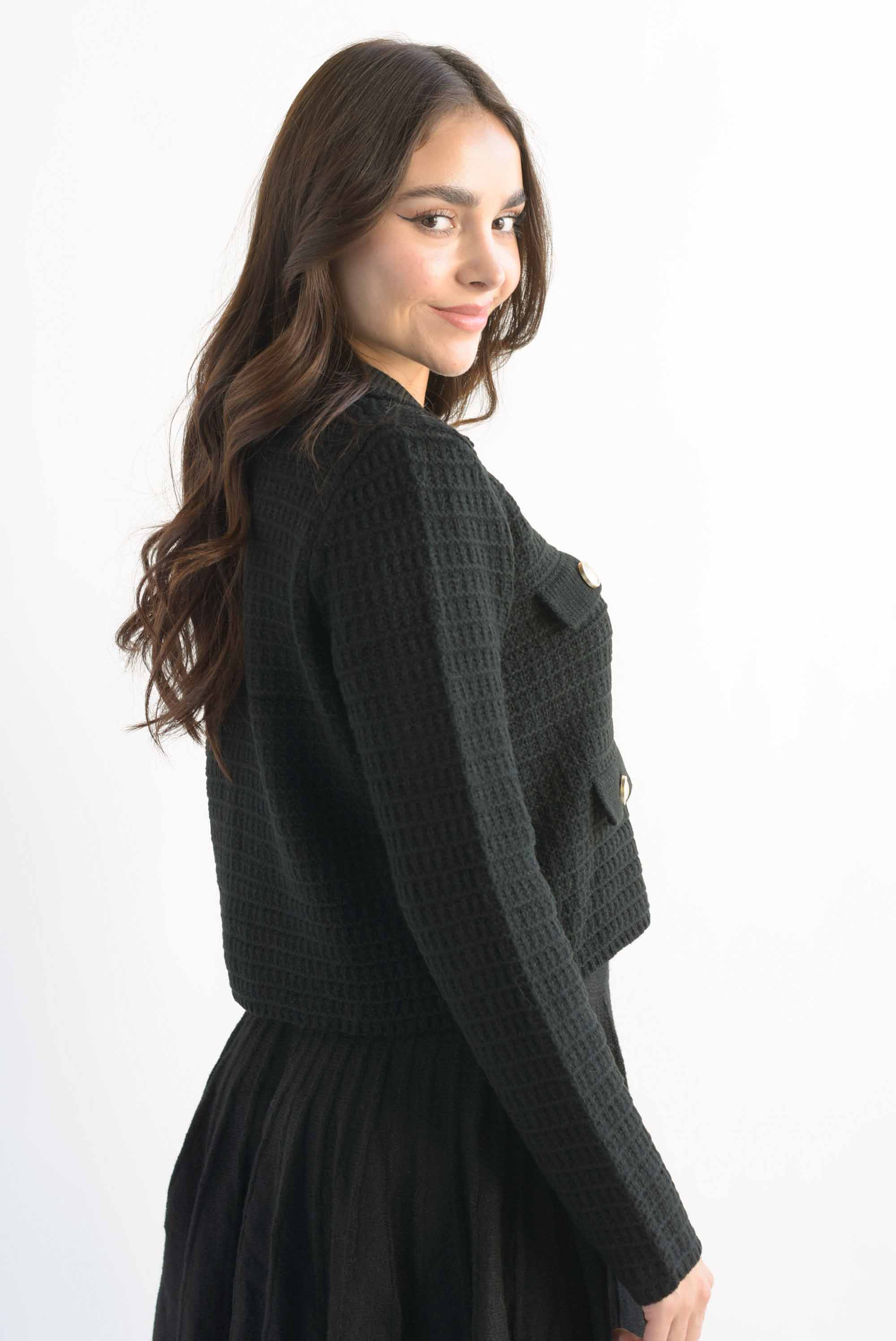 Sweater tipo blazer textura Negro