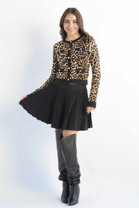 Fashion Styled Sweater botones simulados Leopardo