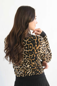 Fashion Styled Sweater botones simulados Leopardo