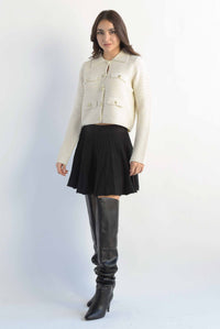 Fashion Styled Sweater tipo blazer textura Ivory