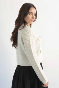 Fashion Styled Sweater tipo blazer textura Ivory