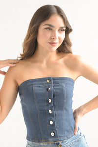 Fashion Styled Top strapless Denim Dark