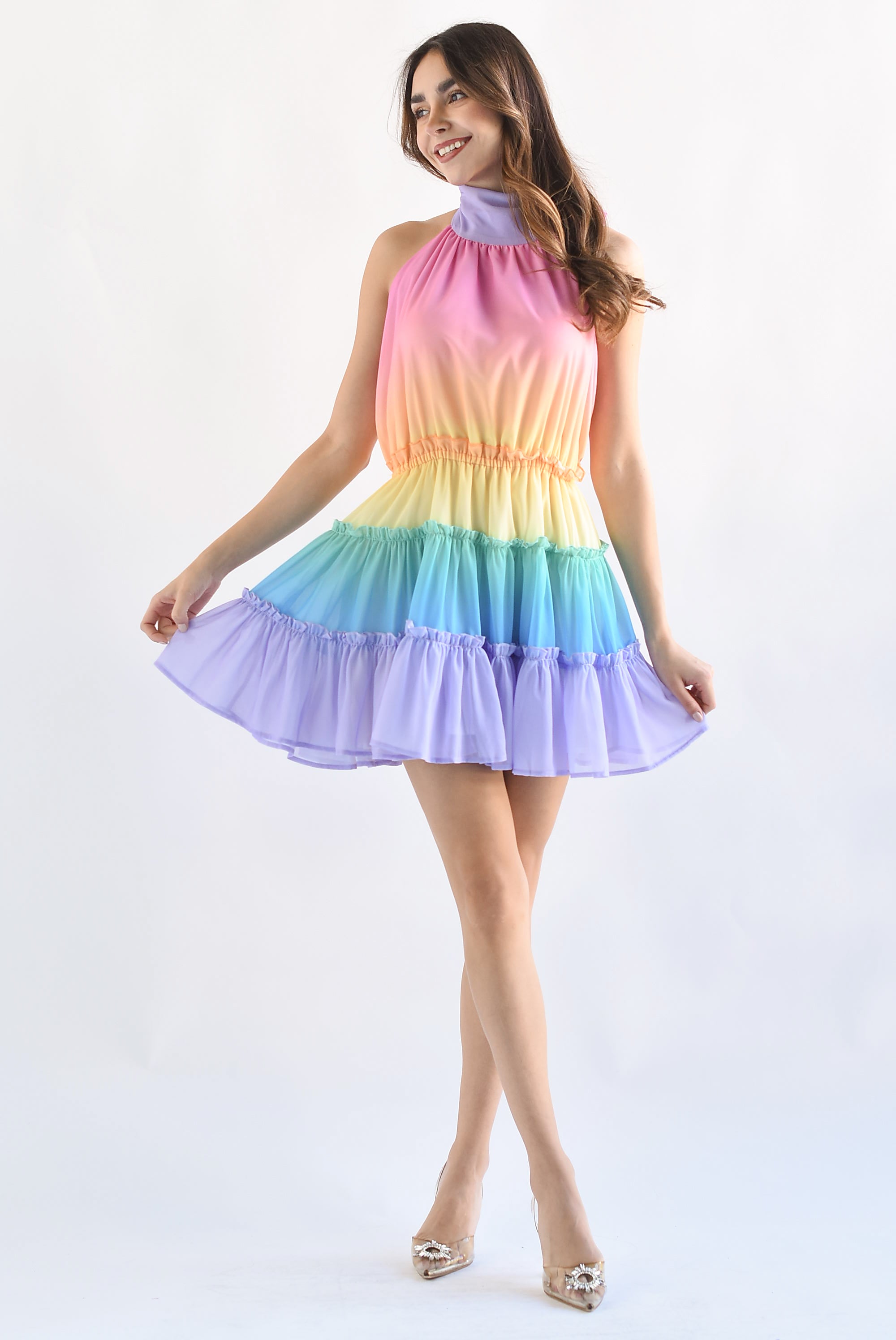 Vestido corto halter Rainbow