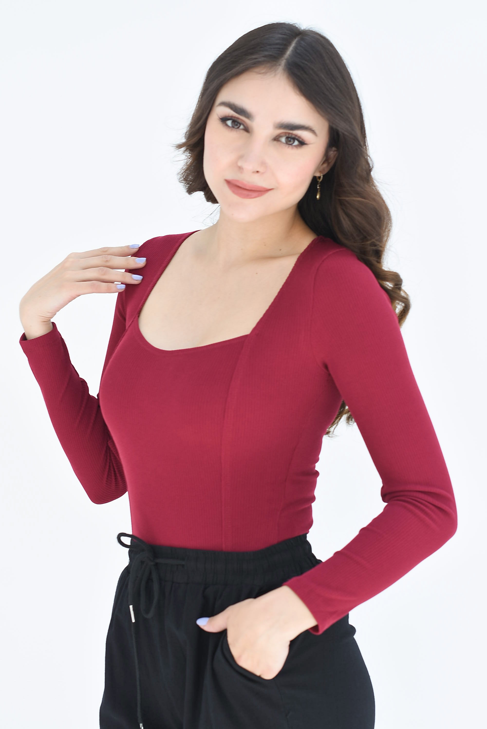 Body licra canalé Cereza