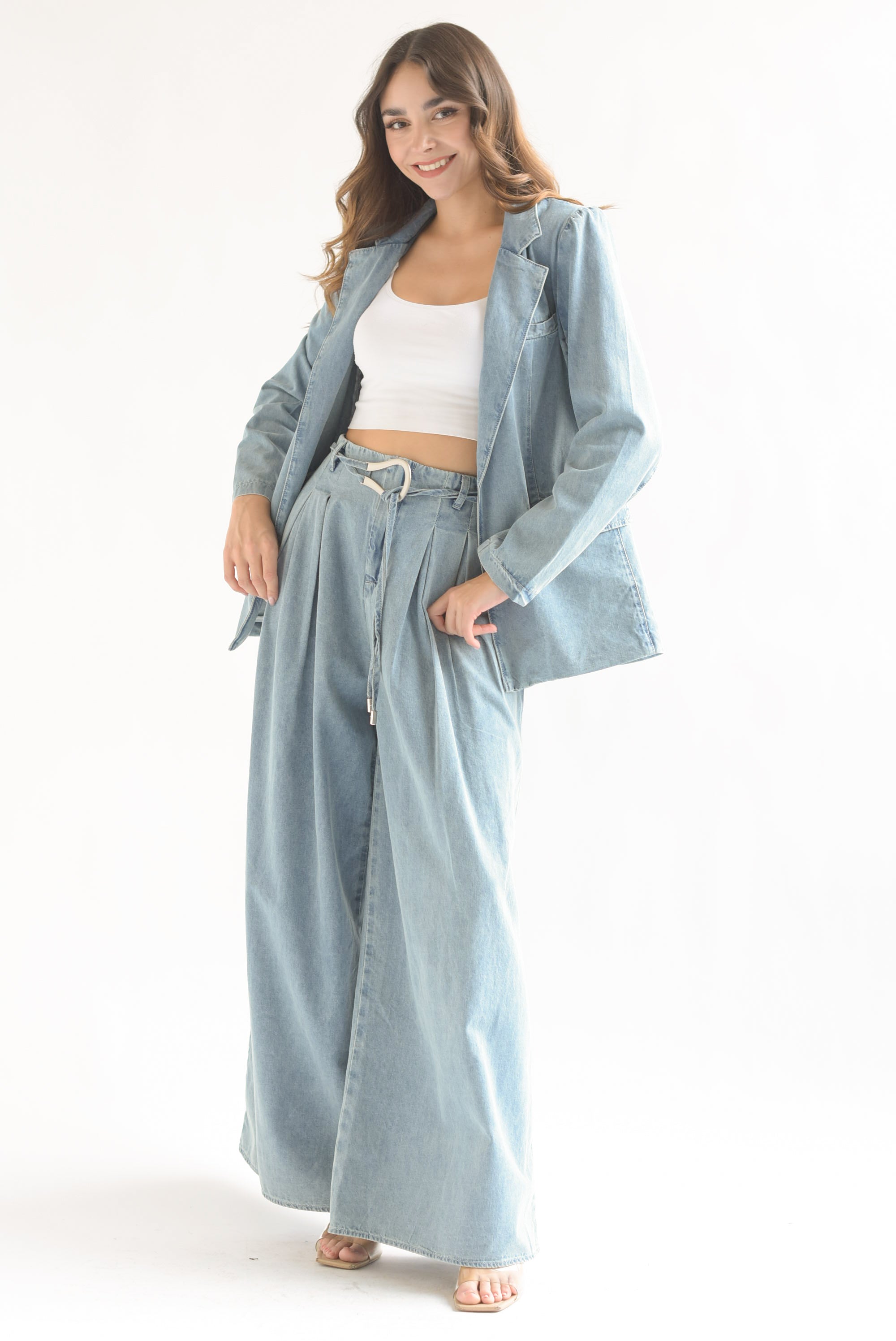 Set Pantalón super wide y Blazer Denim