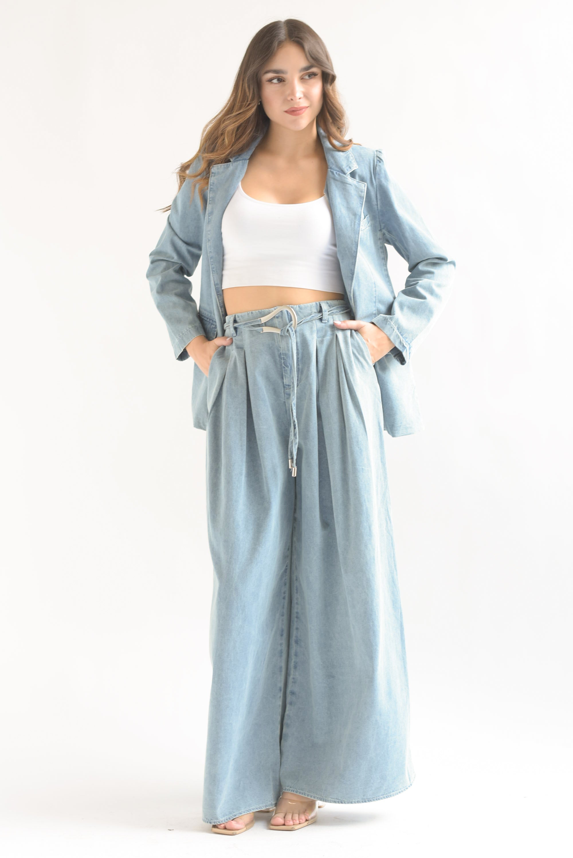 Set Pantalón super wide y Blazer Denim