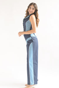 Fashion Styled Set Pantalón y Top Denim bitono