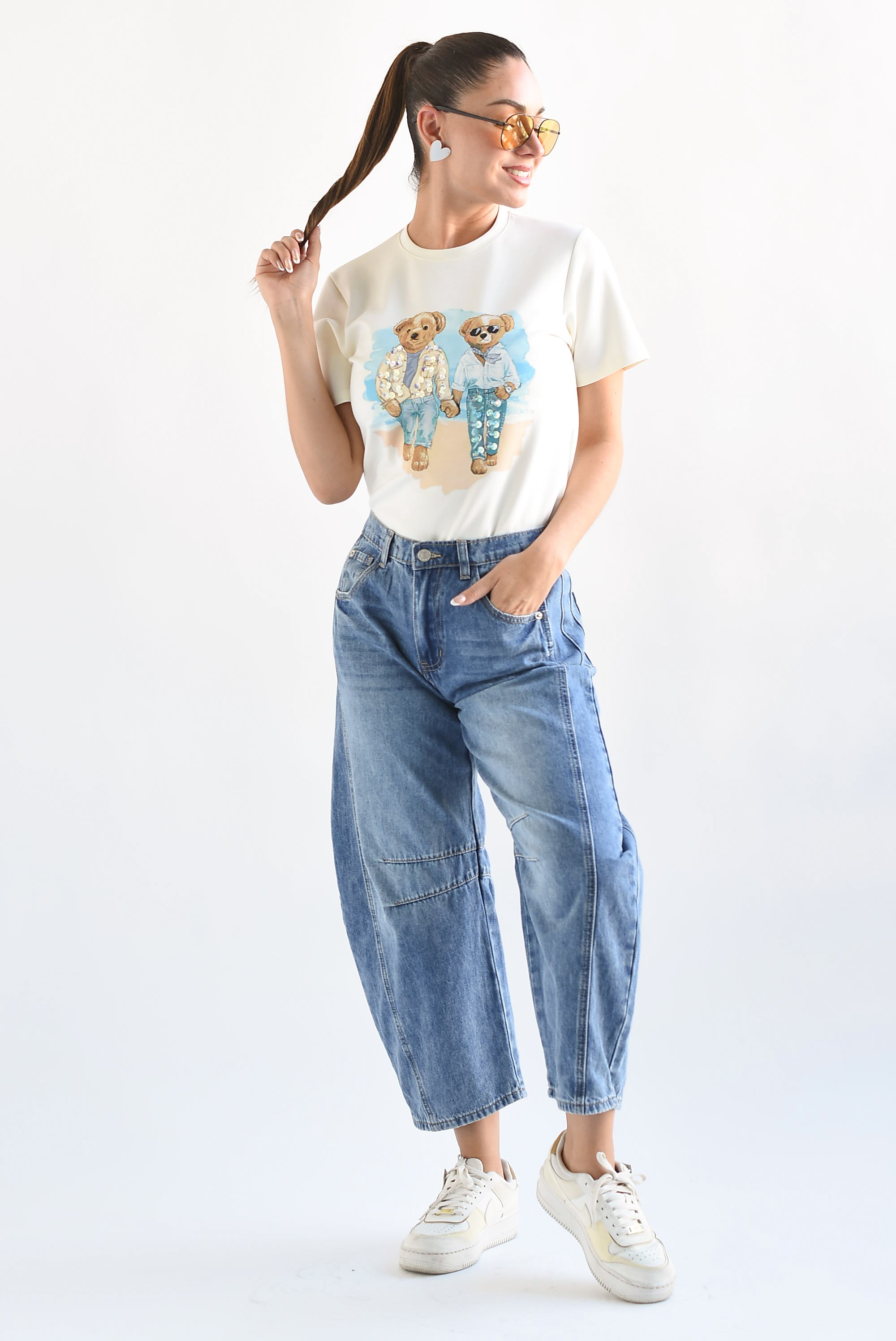 Jeans barrel capri