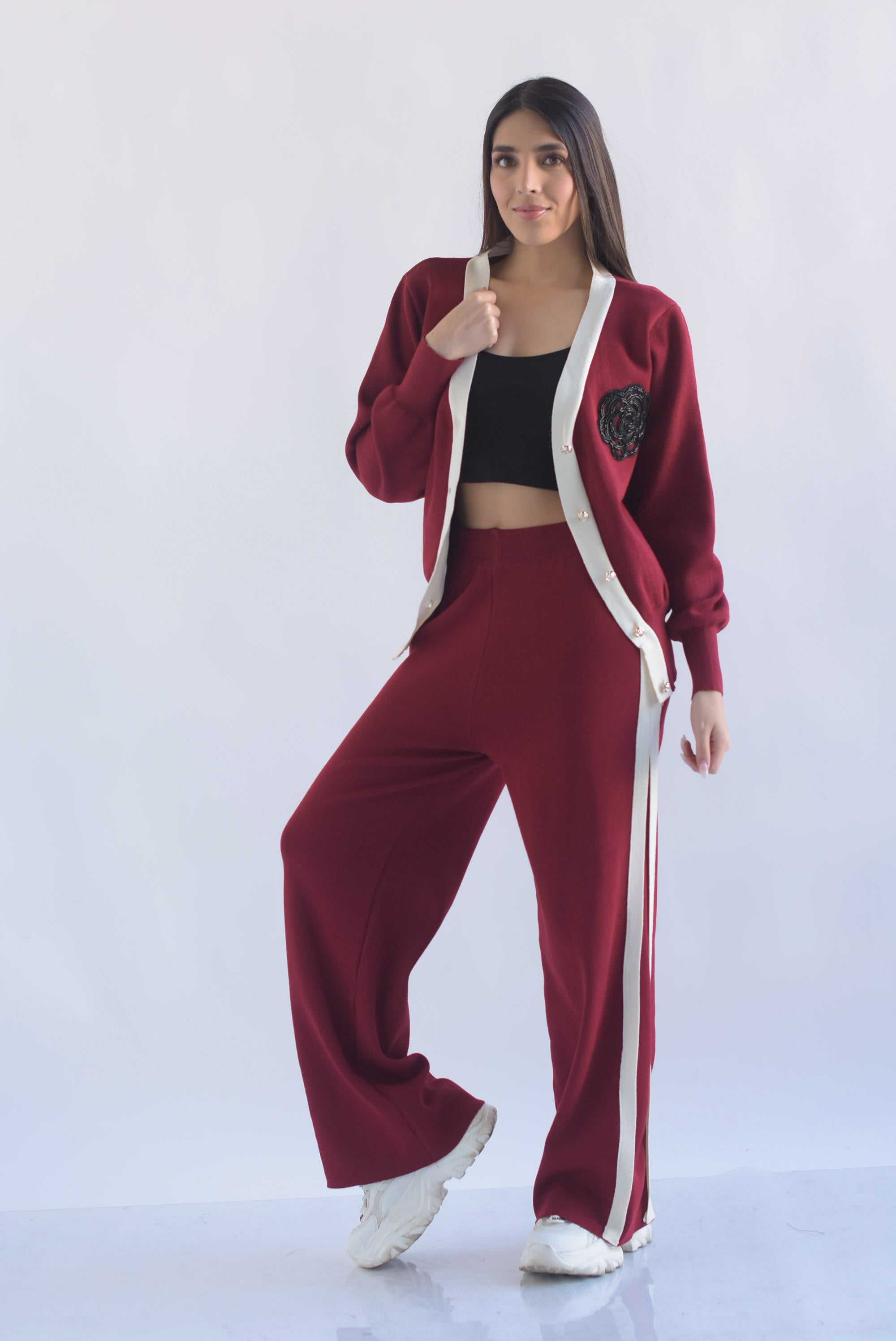 Set Pantalón track y Cárdigan Camelia punto