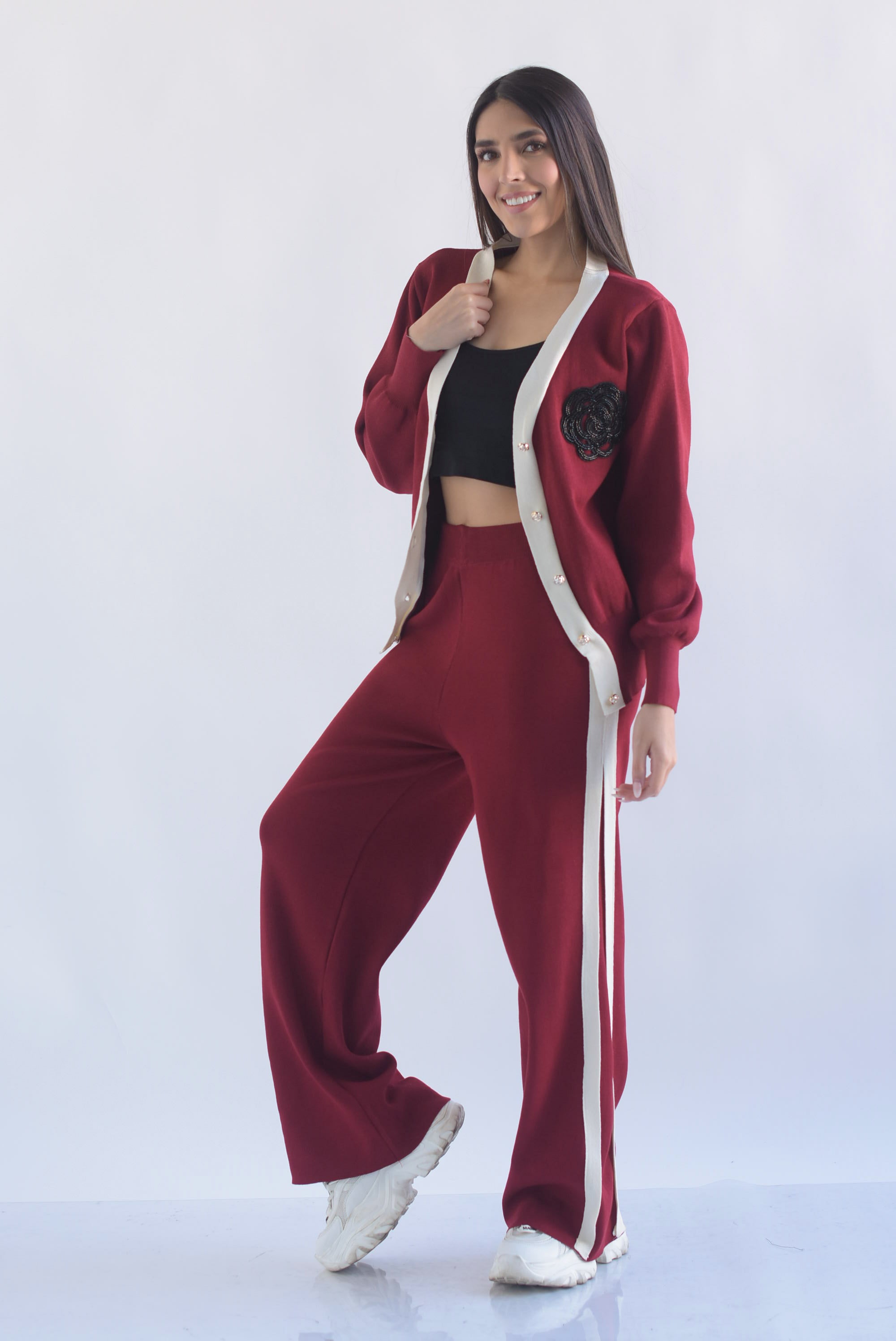 Set Pantalón track y Cárdigan Camelia punto