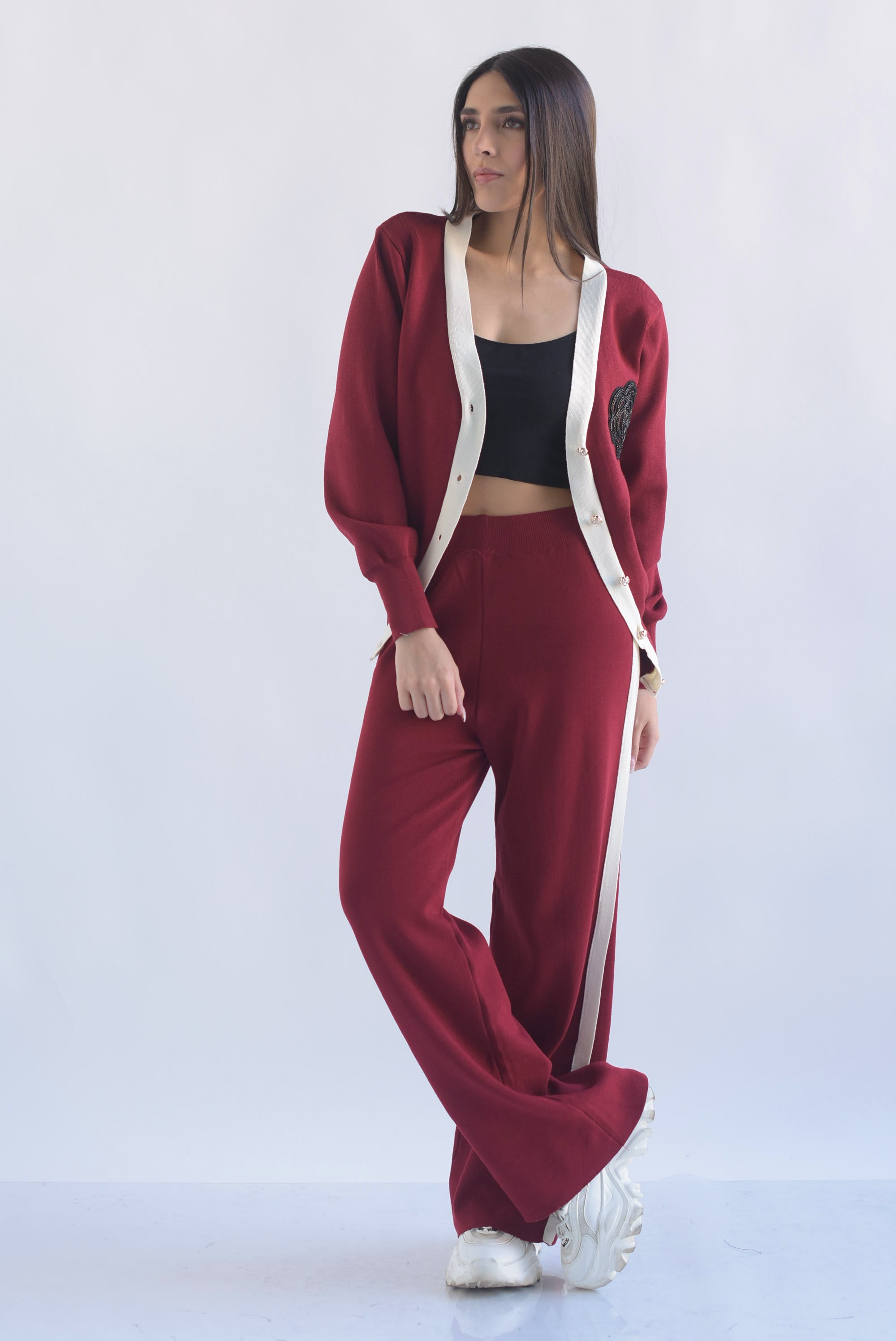 Set Pantalón track y Cárdigan Camelia punto