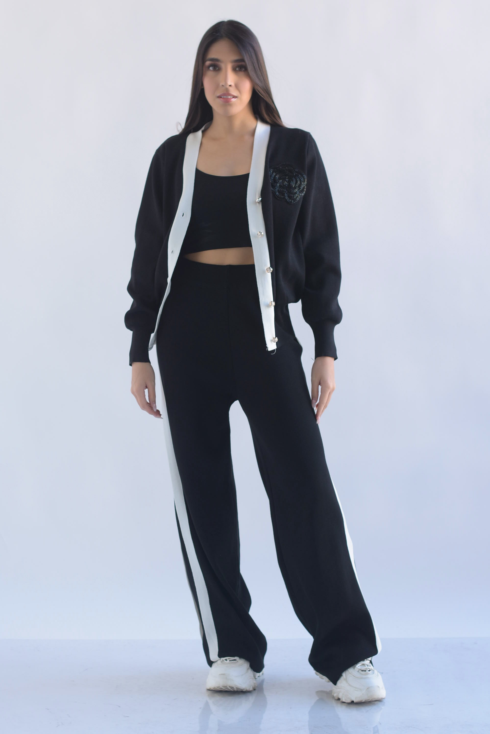 Set Pantalón track y Cárdigan Camelia punto