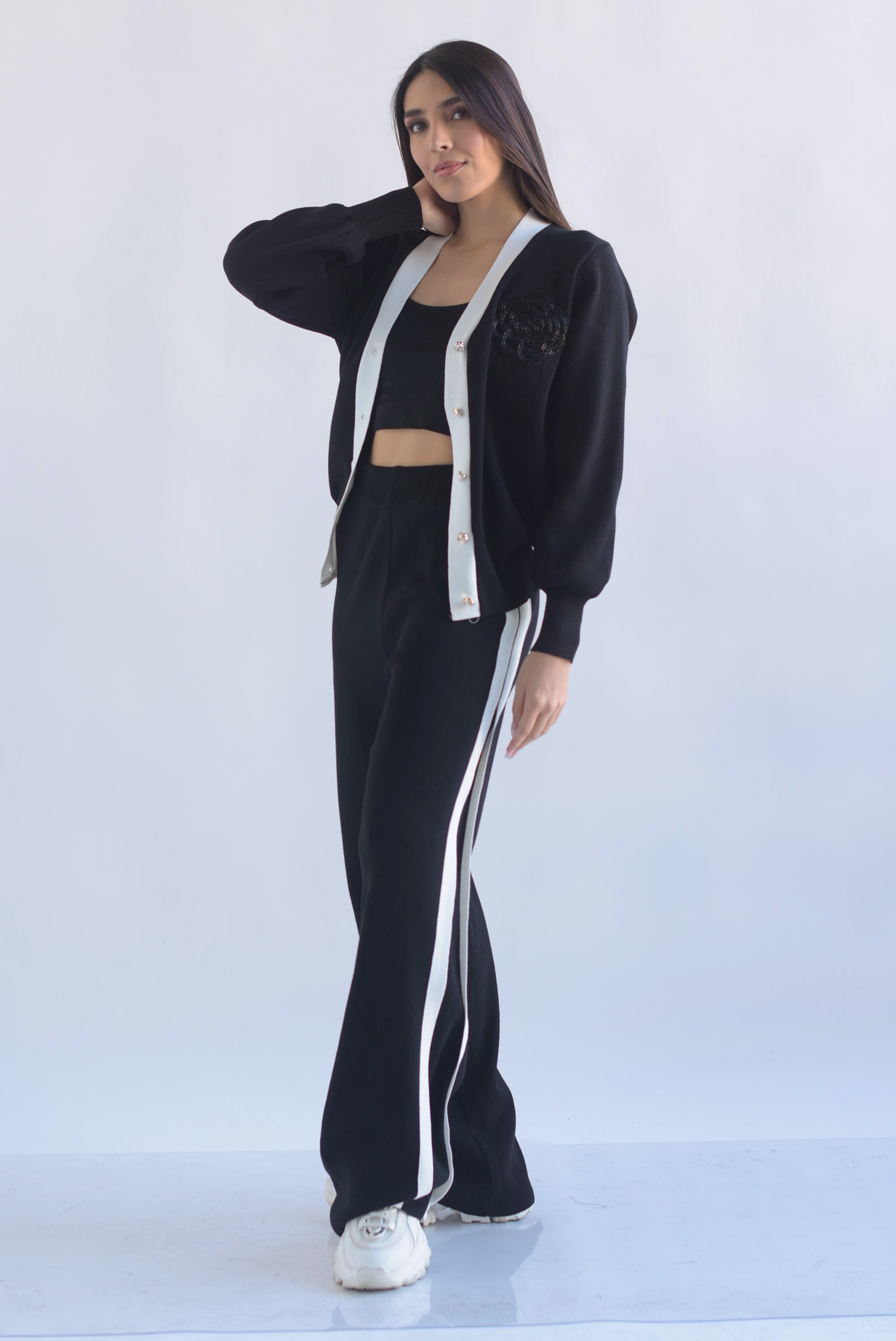 Set Pantalón track y Cárdigan Camelia punto