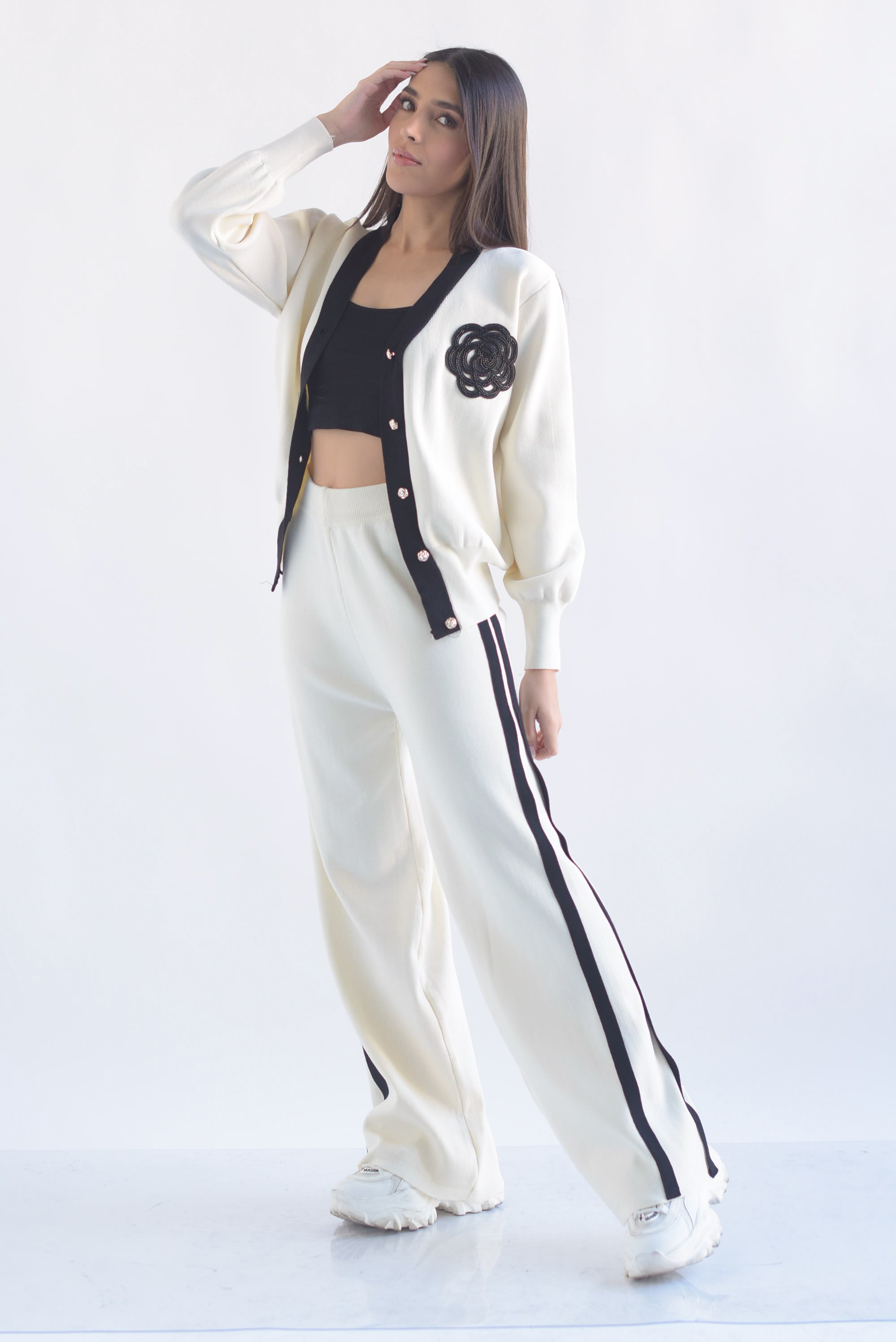 Set Pantalón track y Cárdigan Camelia punto