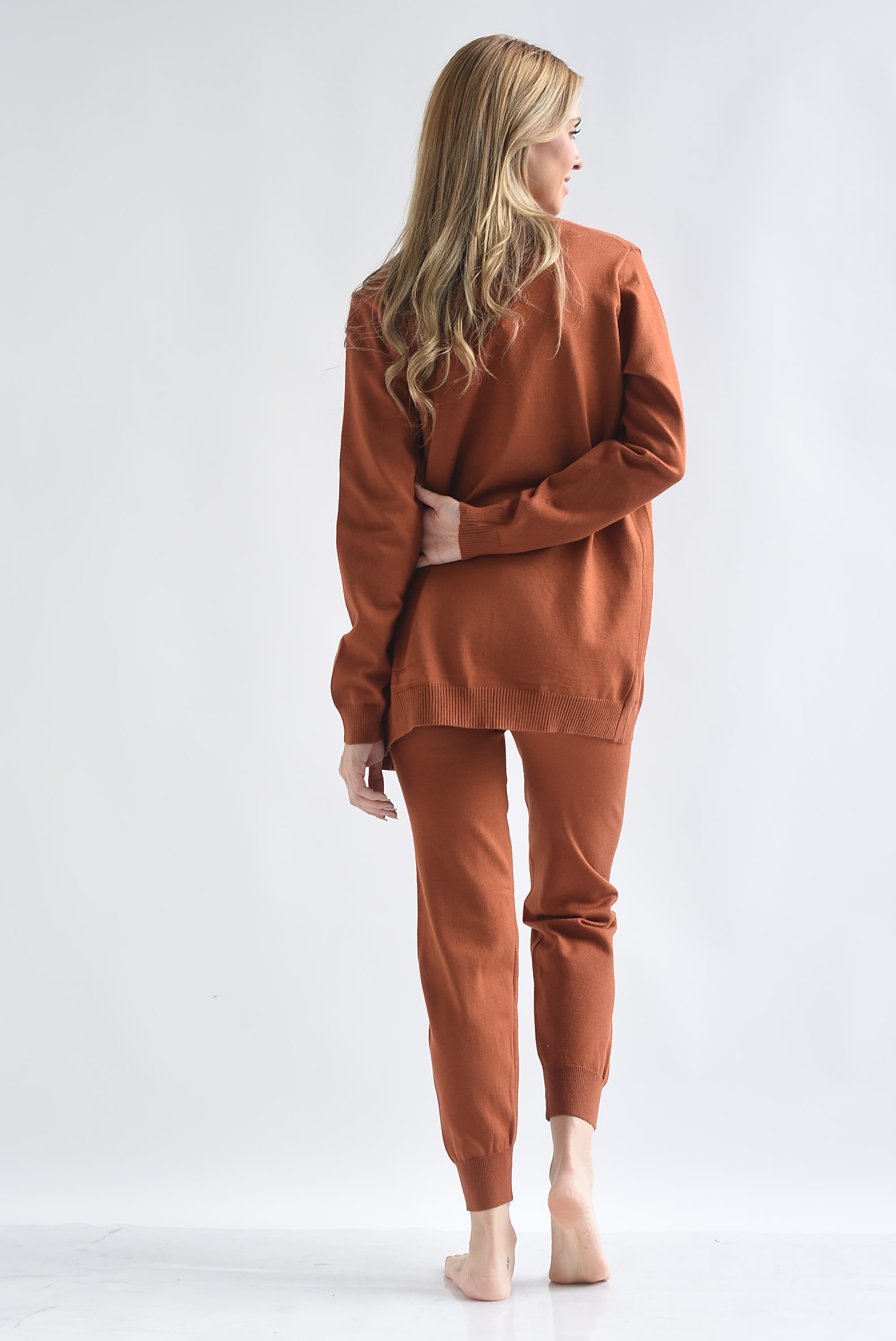 Set 3 piezas: Pantalón, Blusa y Cárdigan Camel