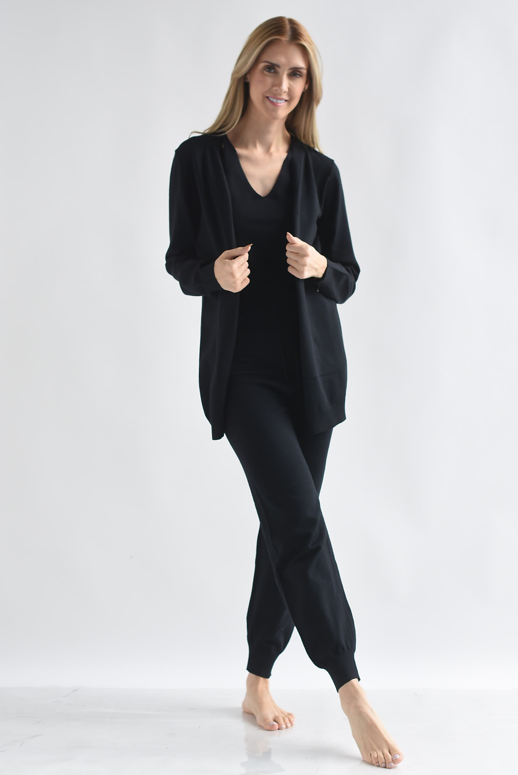 Set 3 piezas: Pantalón, Blusa y Cárdigan Negro