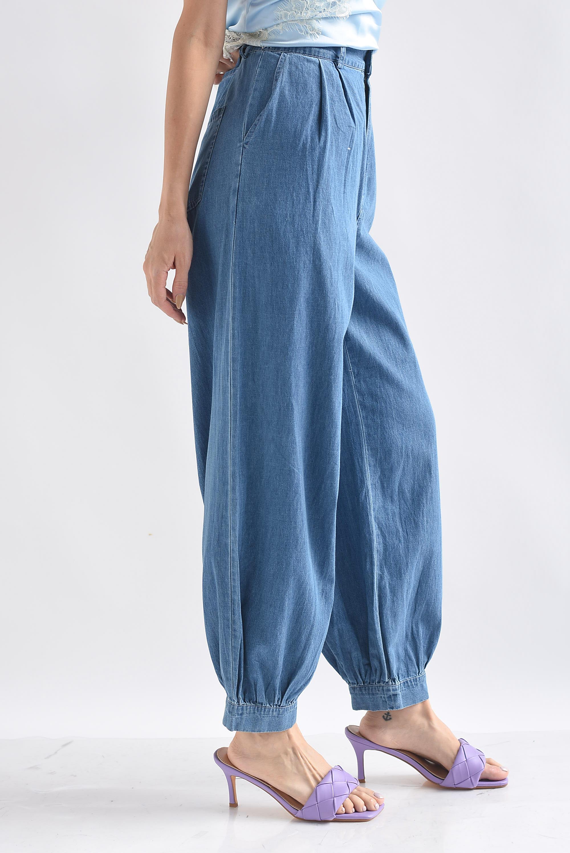 Pantalón globo Denim pinzas