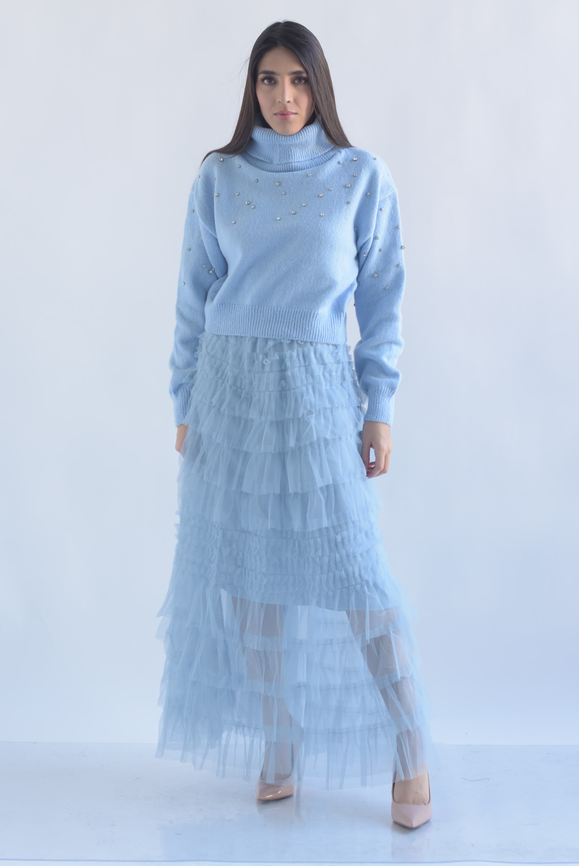 Falda tiras y olanes tulle