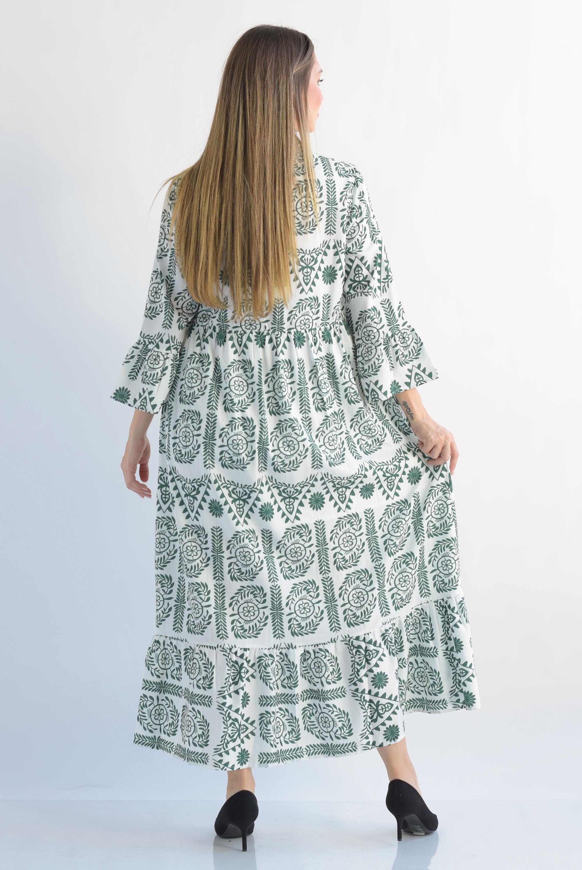 Vestido holgado olanes flores Verde