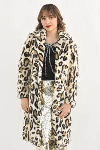 Fashion Styled Abrigo largo fur Leopardo