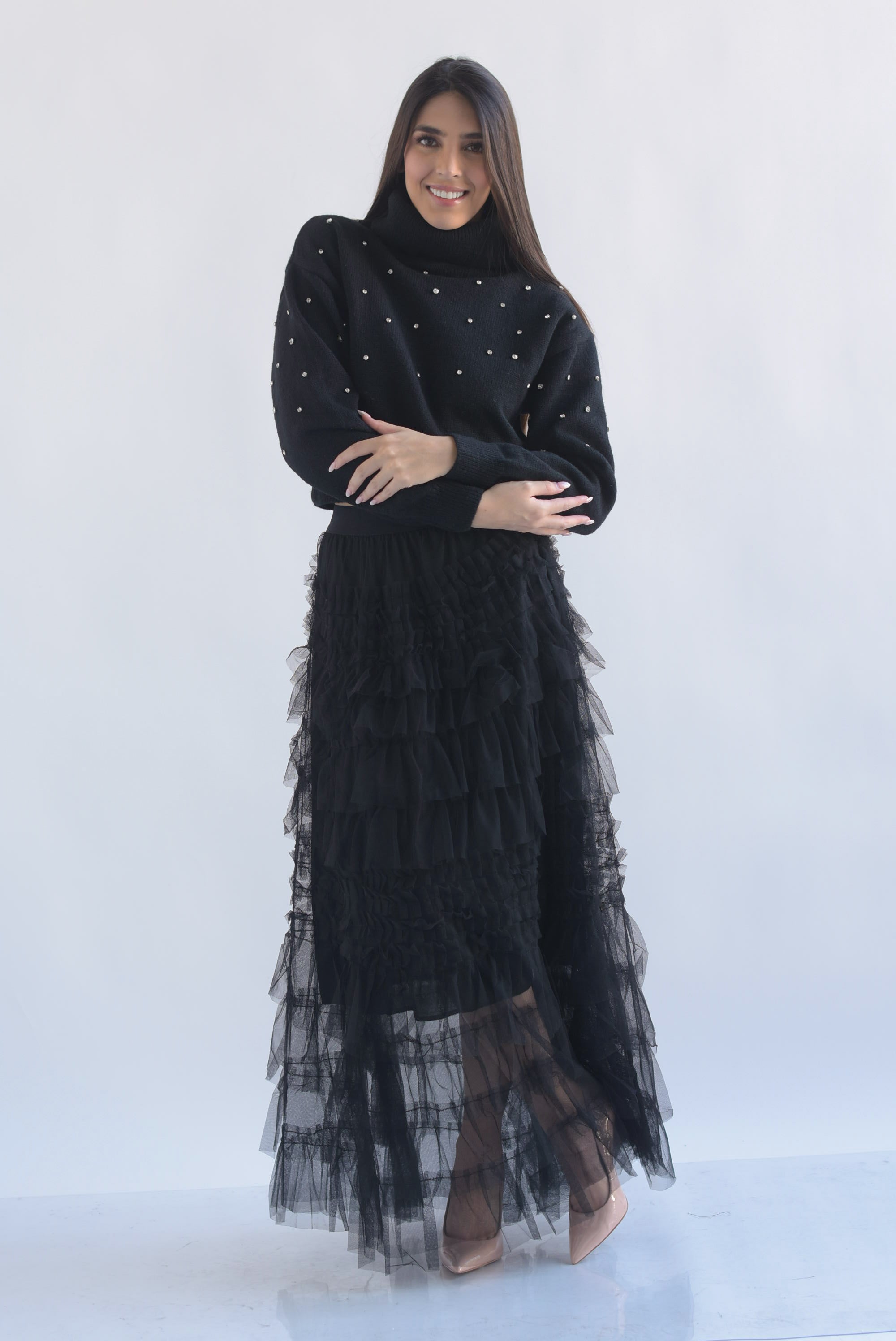 Falda tiras y olanes tulle