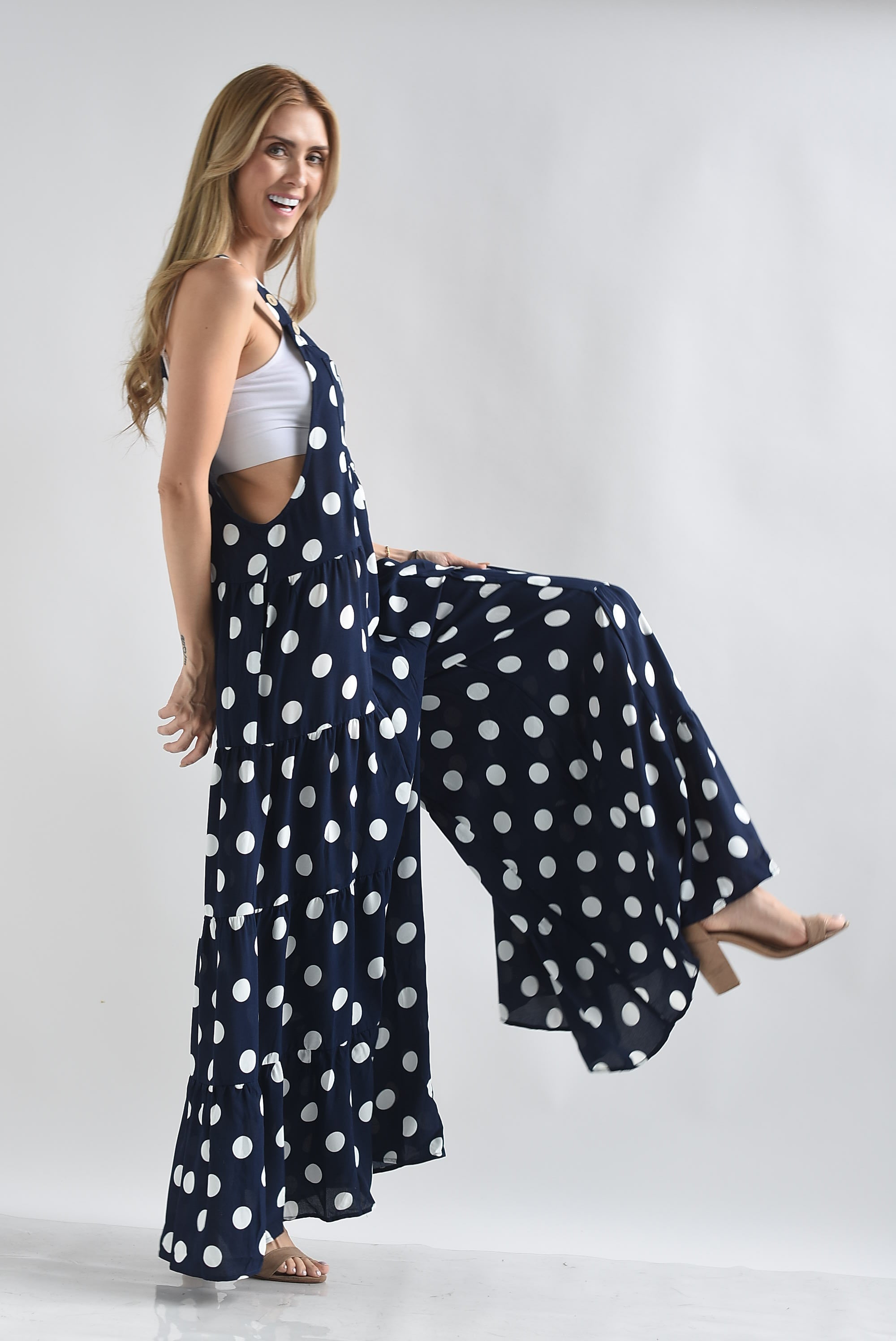 Overol pata de elefante polka dots