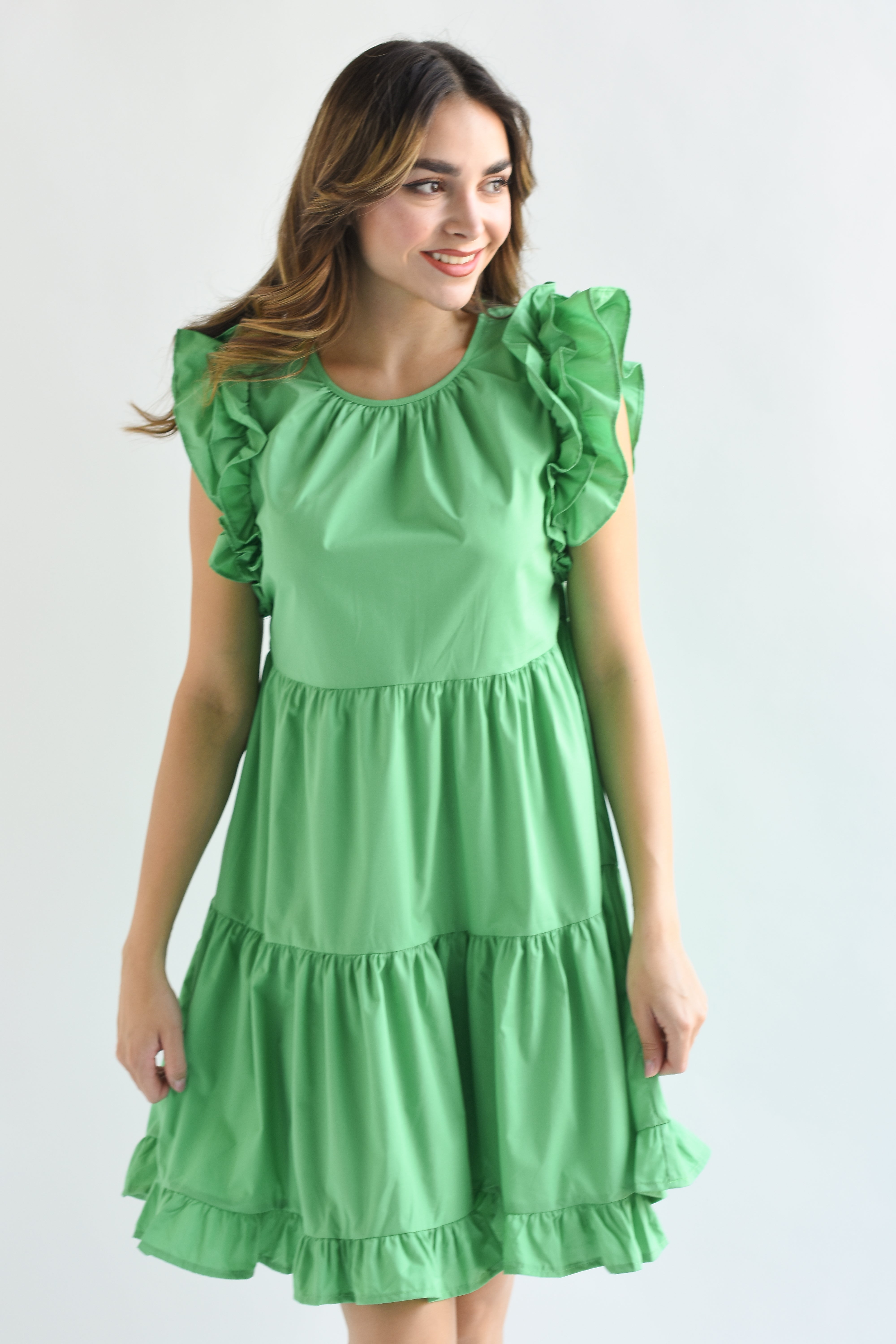 Vestido corto olanes Verde