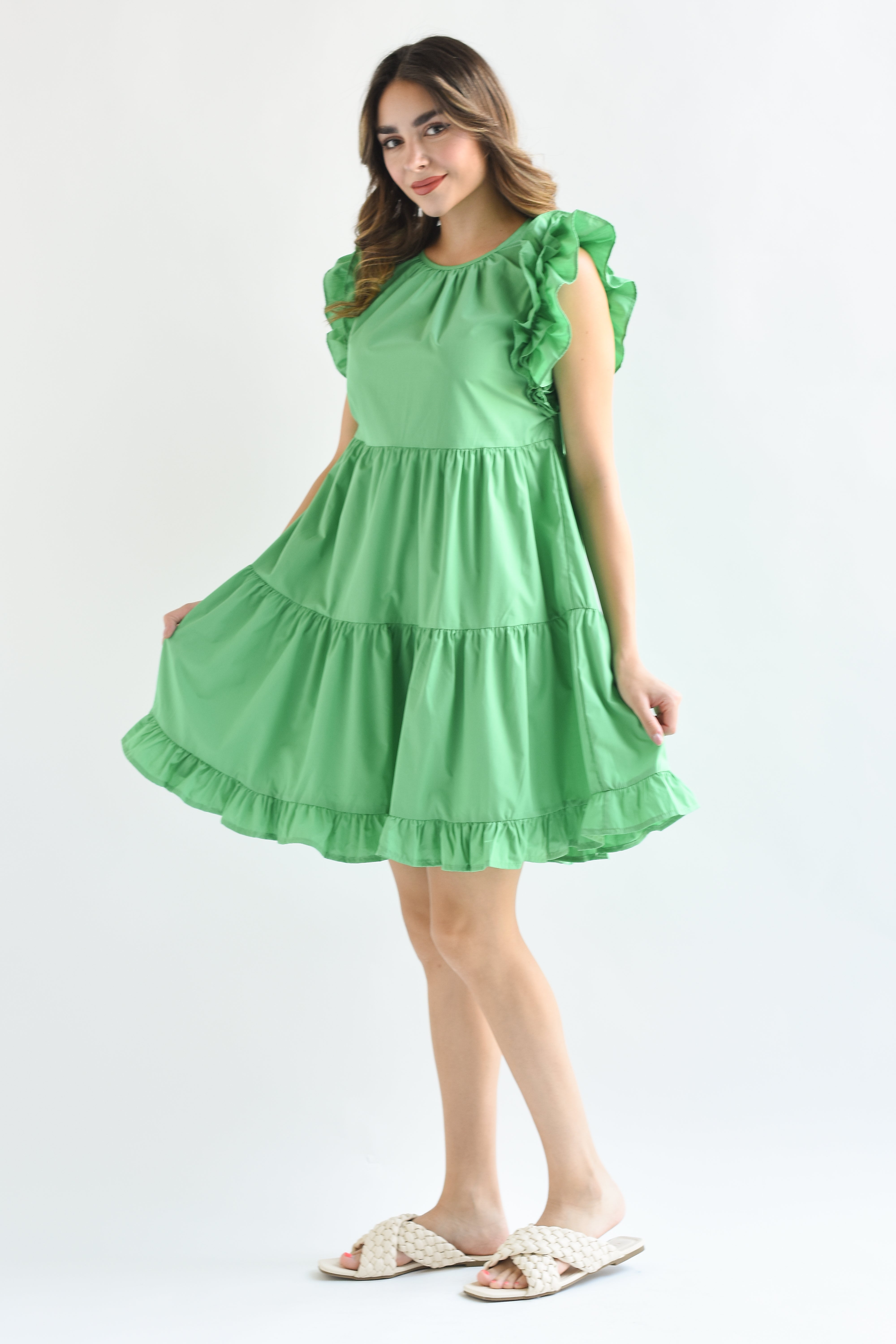 Vestido corto olanes Verde