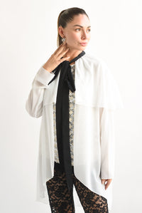 Fashion Styled Blusa lentejuela con capa gasa