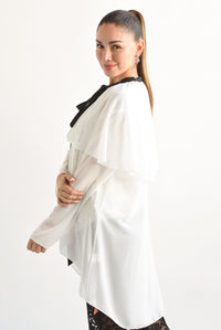 Fashion Styled Blusa lentejuela con capa gasa