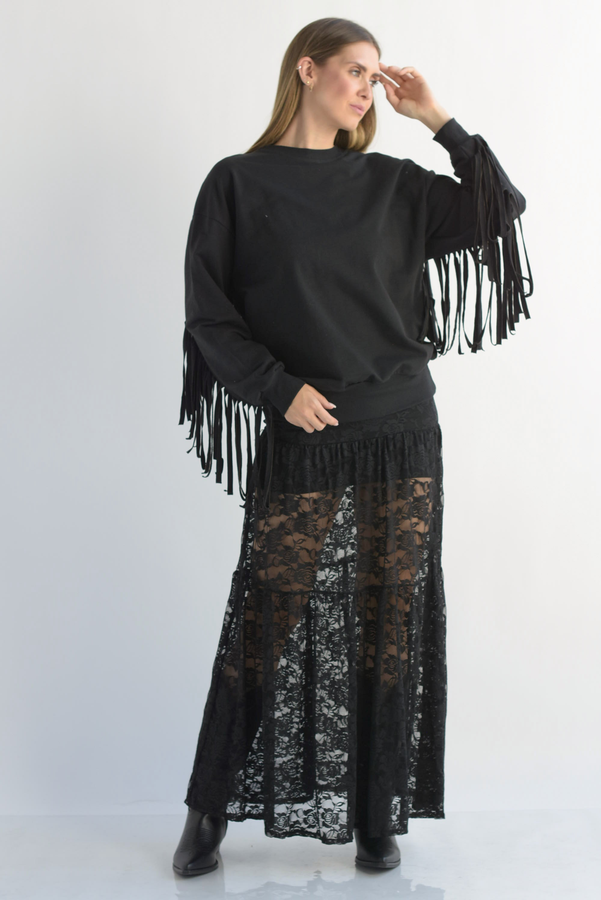 Sudadera flecos cowboy Negra