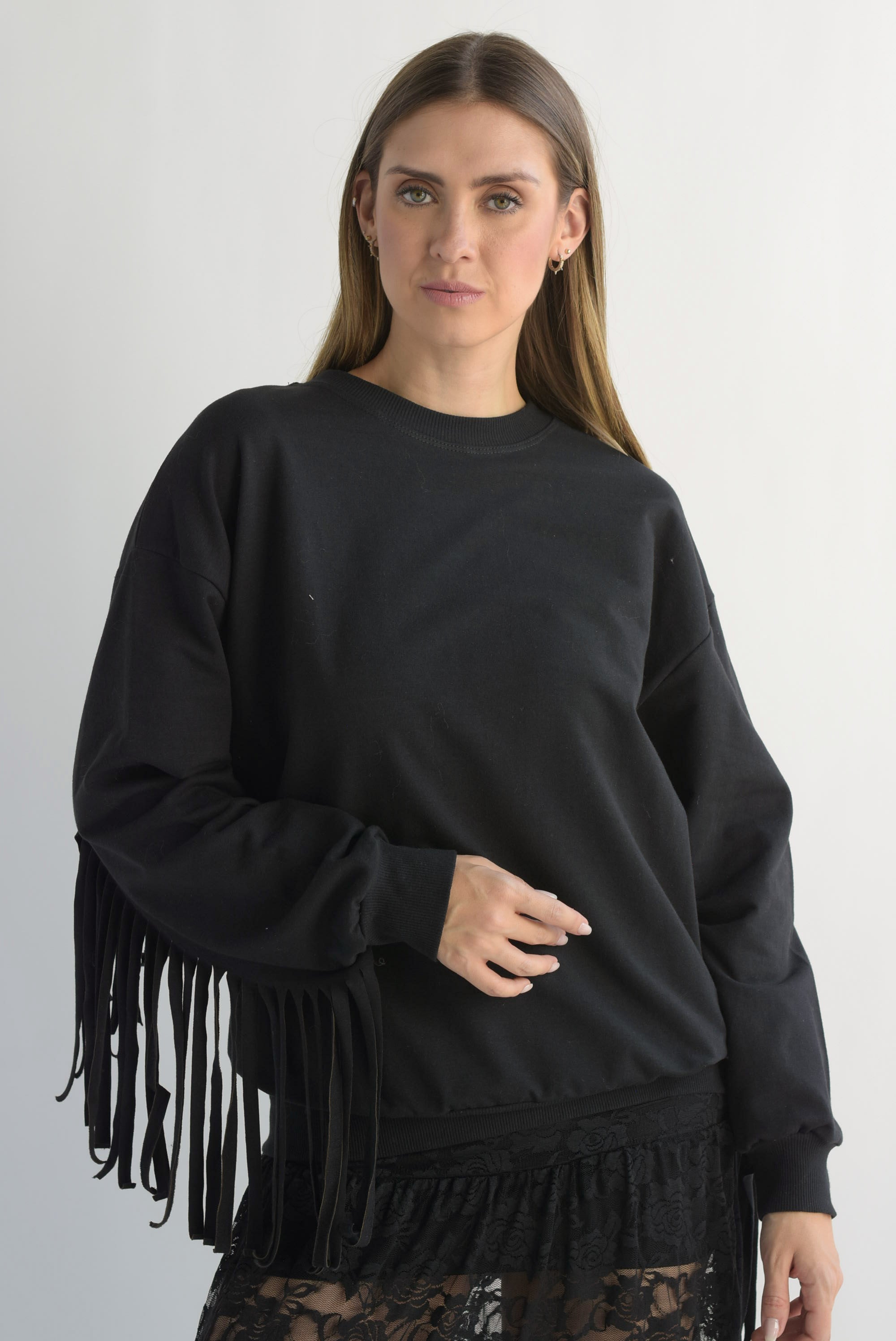 Sudadera flecos cowboy Negra