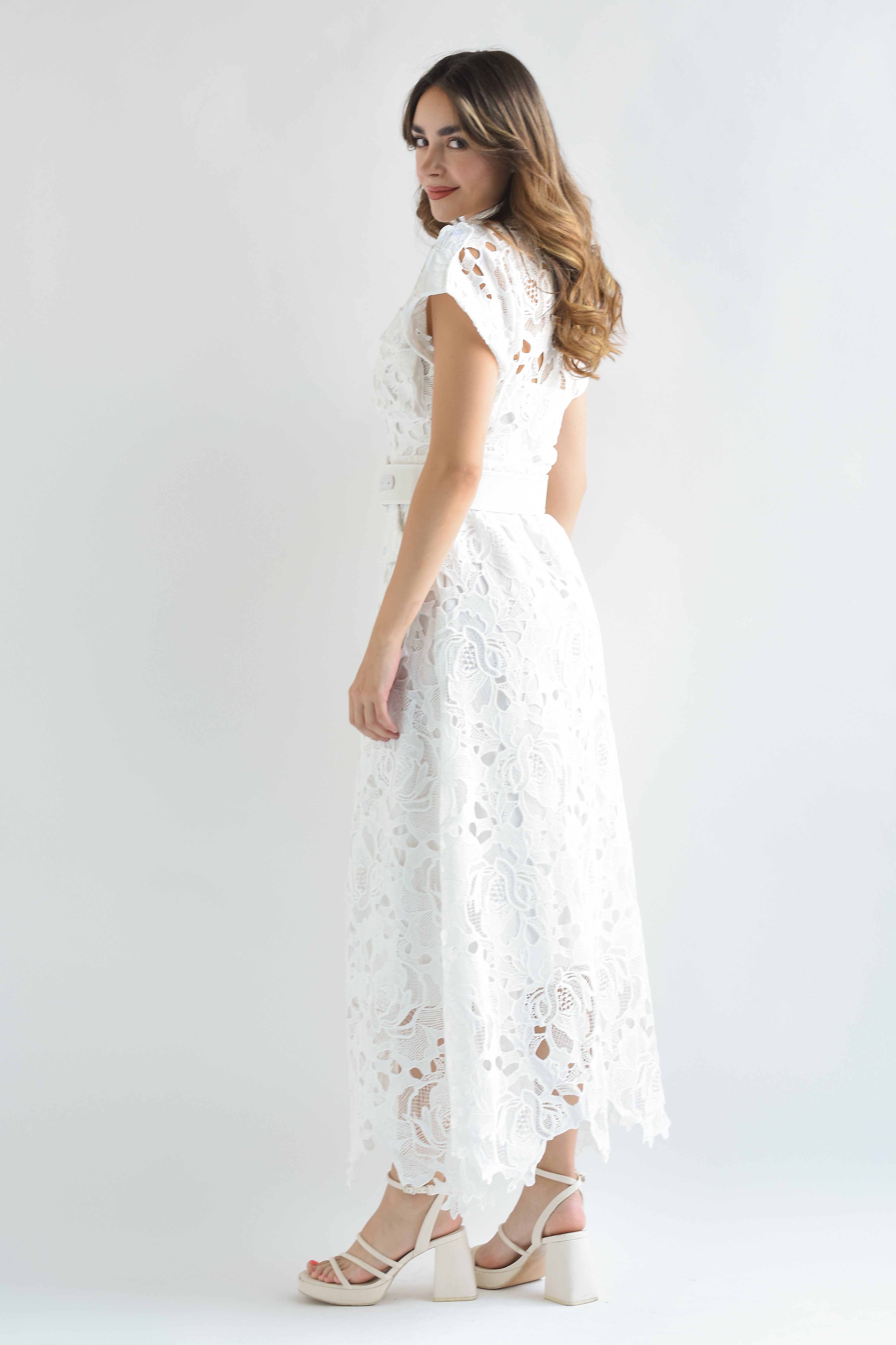 Vestido cargo guipur Blanco