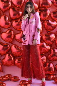 Fashion Styled Blazer parches Rosa