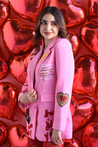 Fashion Styled Blazer parches Rosa