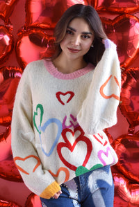 Fashion Styled Sweater filos corazones multicolor
