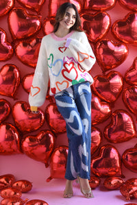 Fashion Styled Sweater filos corazones multicolor