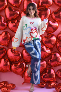 Fashion Styled Sweater filos corazones multicolor