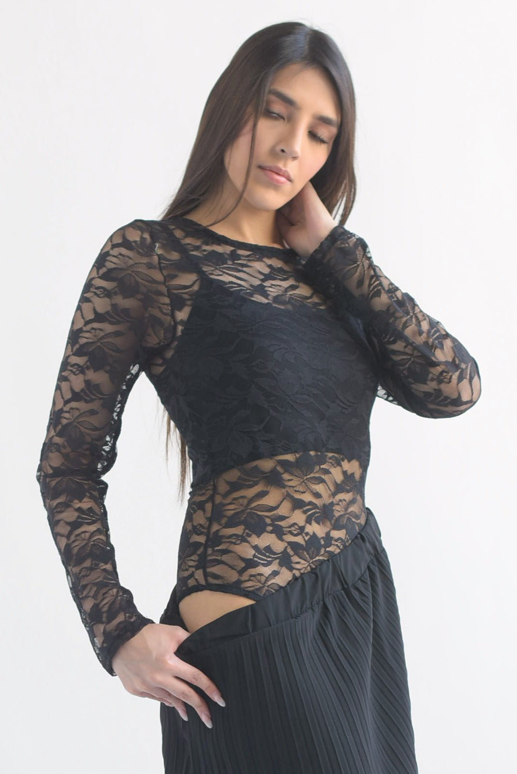 Body encaje manga larga