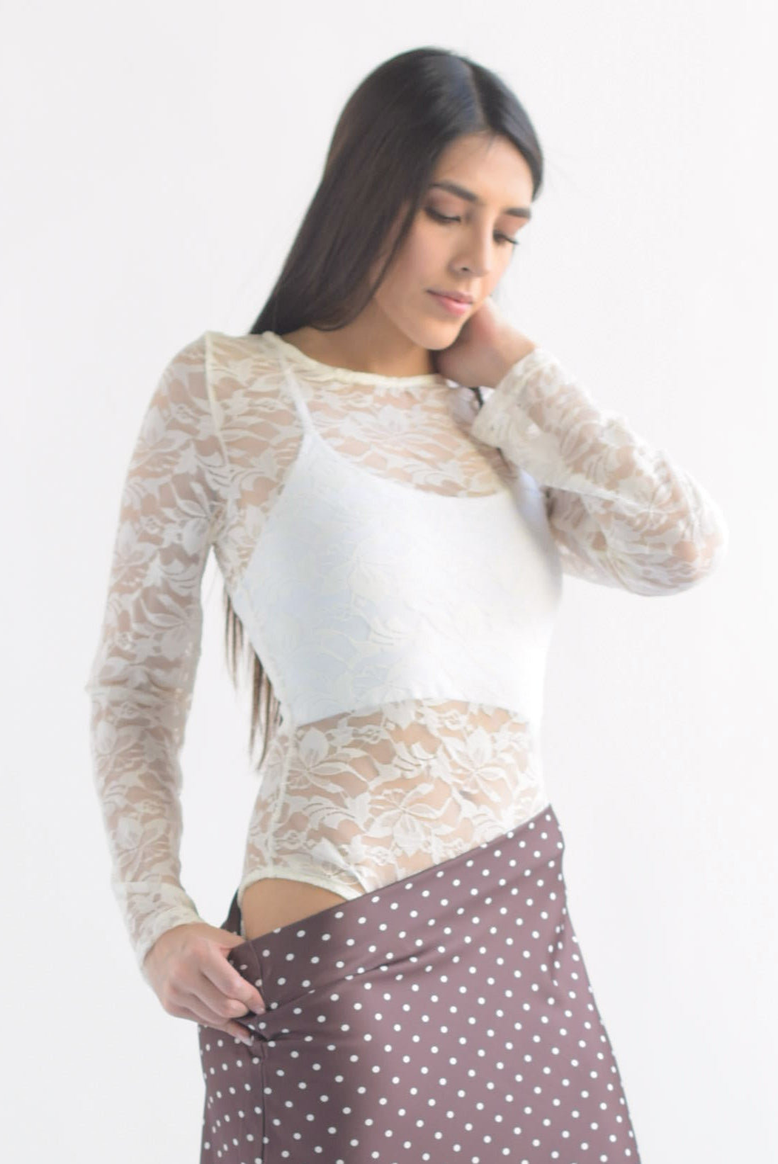 Body encaje manga larga