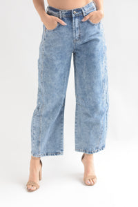 Fashion Styled Jeans Barrel deslavado Denim