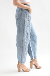 Fashion Styled Jeans Barrel deslavado Denim