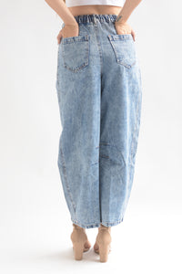 Fashion Styled Jeans Barrel deslavado Denim