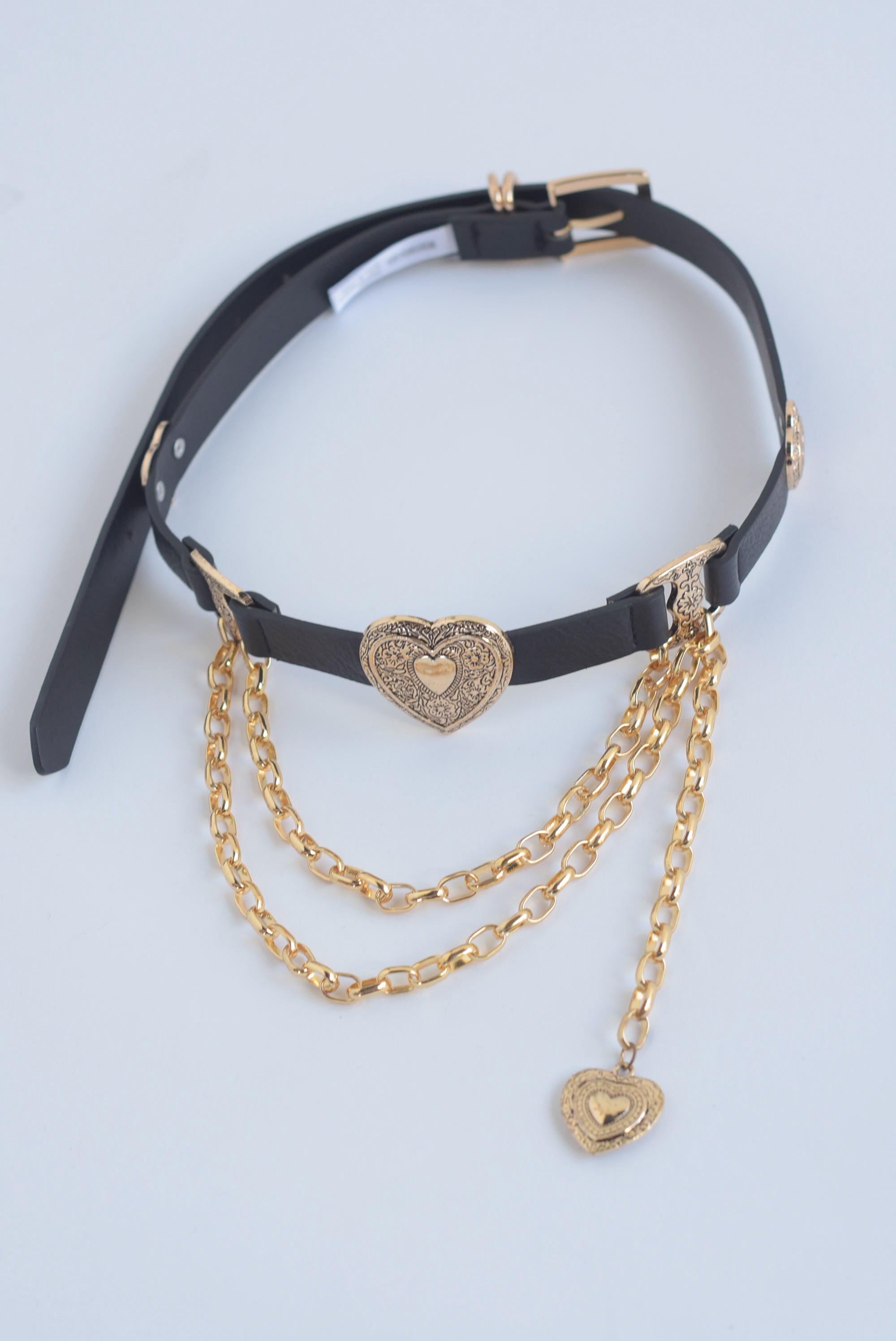 Cinturón vinipiel corazones y cadena