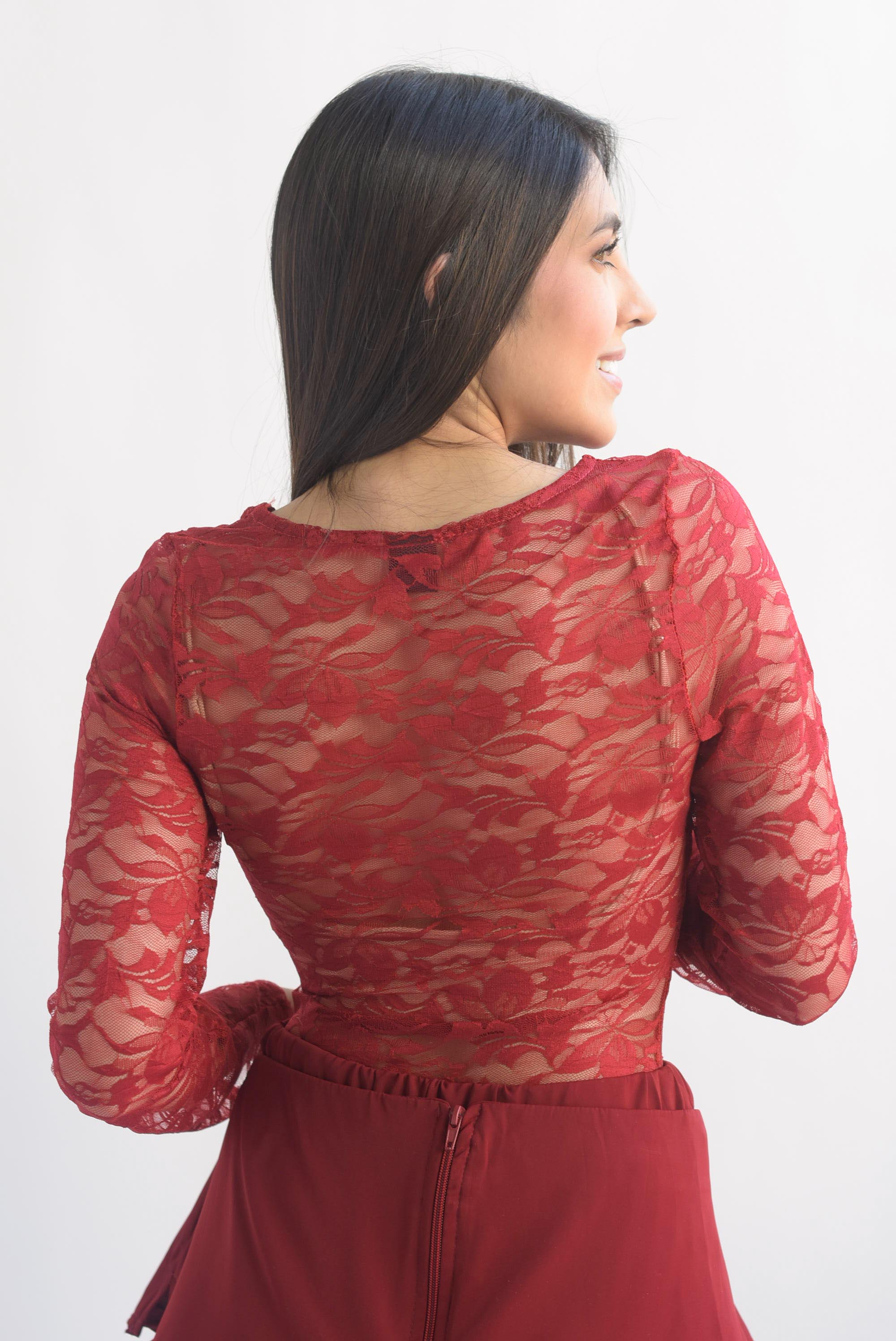 Body encaje manga larga