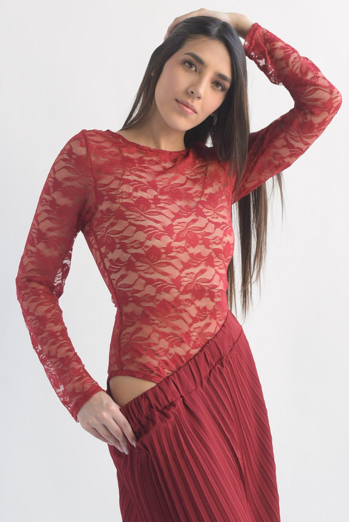 Body encaje manga larga