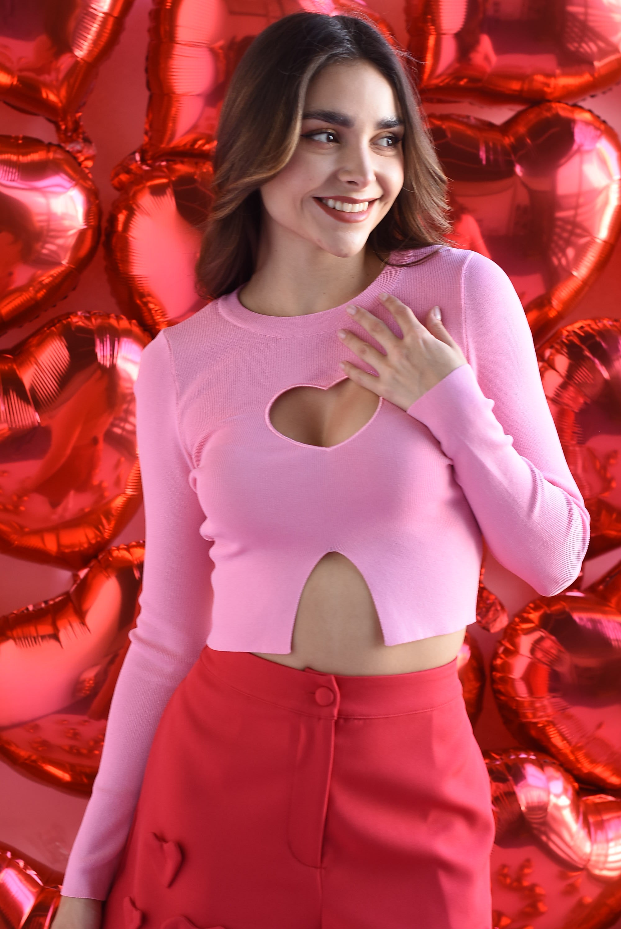 Blusa cut-out corazón Rosa
