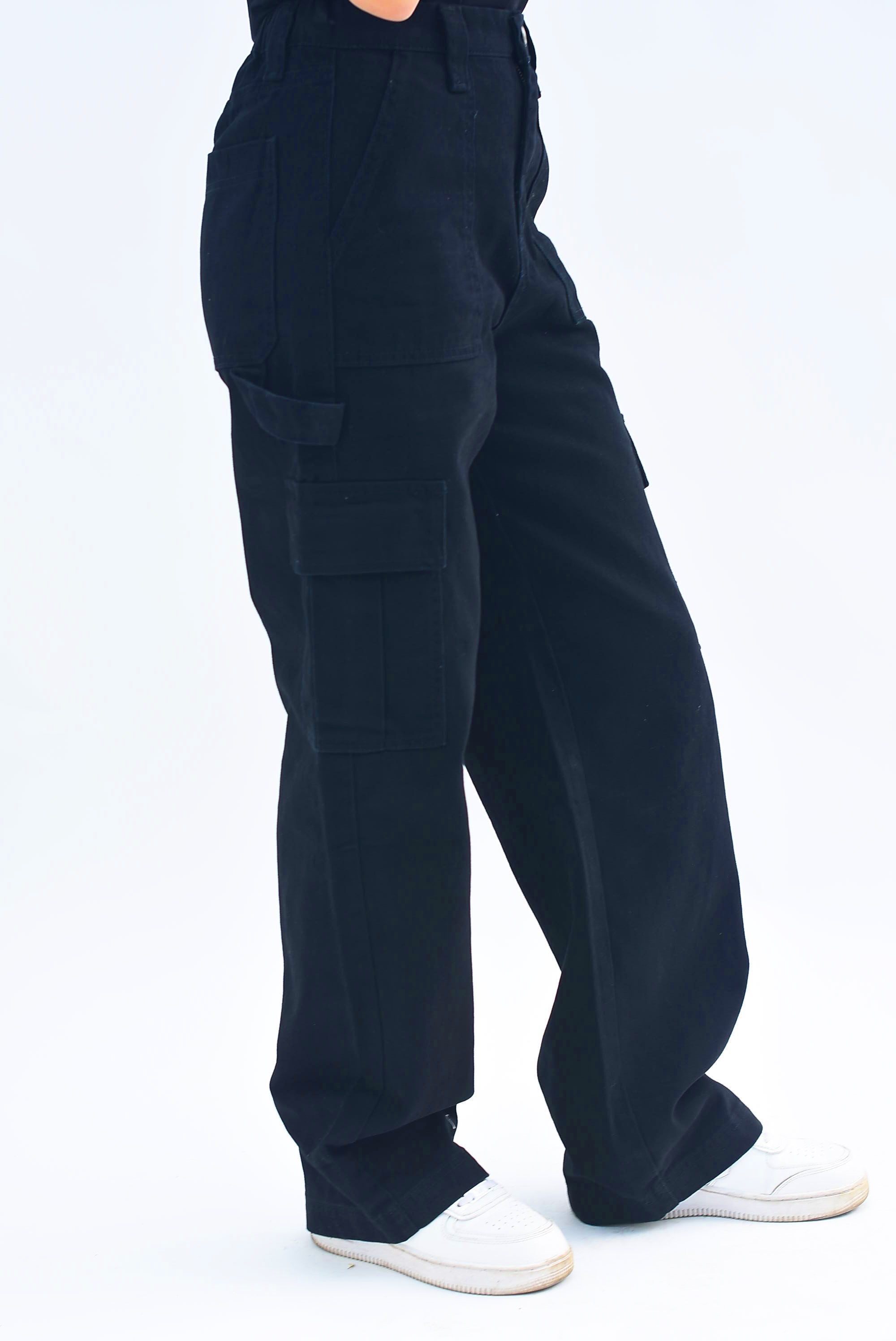 Jeans wide leg cargo Negro