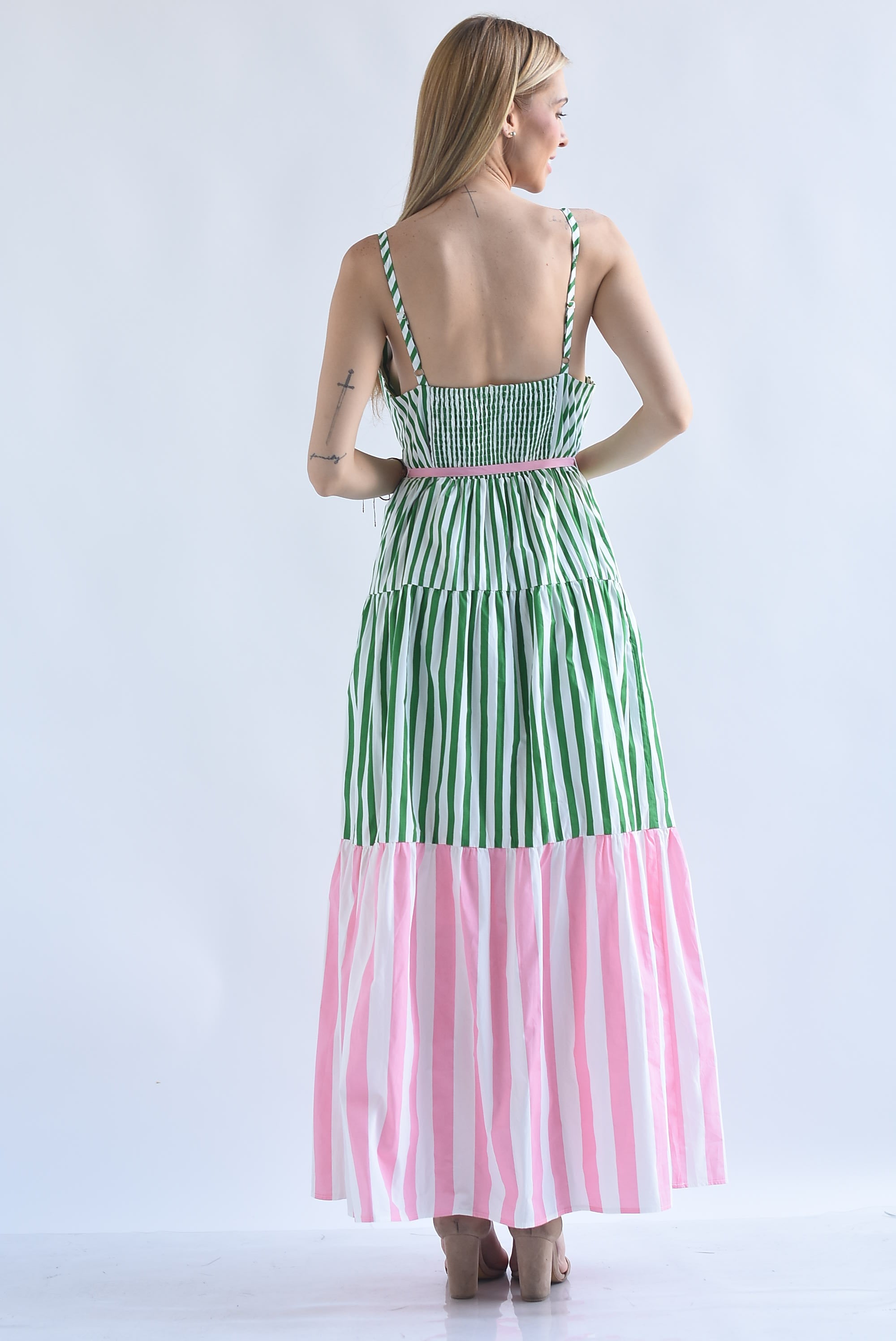 Vestido tirantes rayas bitono